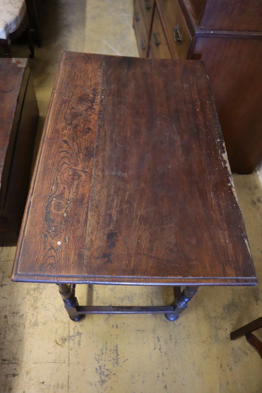 An oak side table, width 82cm depth 51cm height 76cm